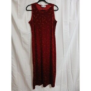 Vtg Ronni Nicole Maxi Dress Velour Deep Red Sleeveless Y2K whimseygoth Festive